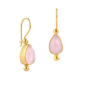Earring made from brass, goldplated, Rosequartz